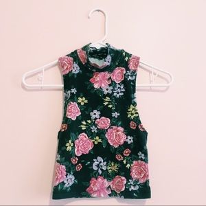 Floral Cropped Turtleneck